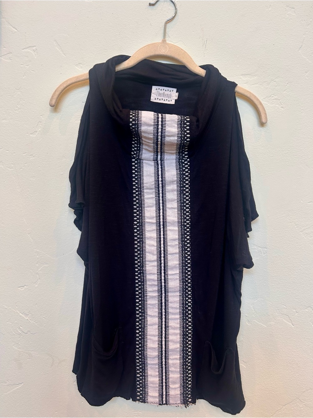ZHEN NYMPH | ZhenNymph Tribal CowlNeck Tunic Boho Festival Poncho Top Pockets, S